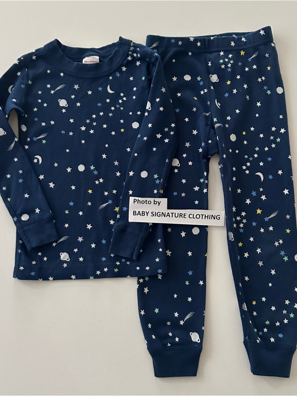 Hanna Andersson 100 Boys 4 Navy Star Moon Planet Pajama Set Organic Cotton